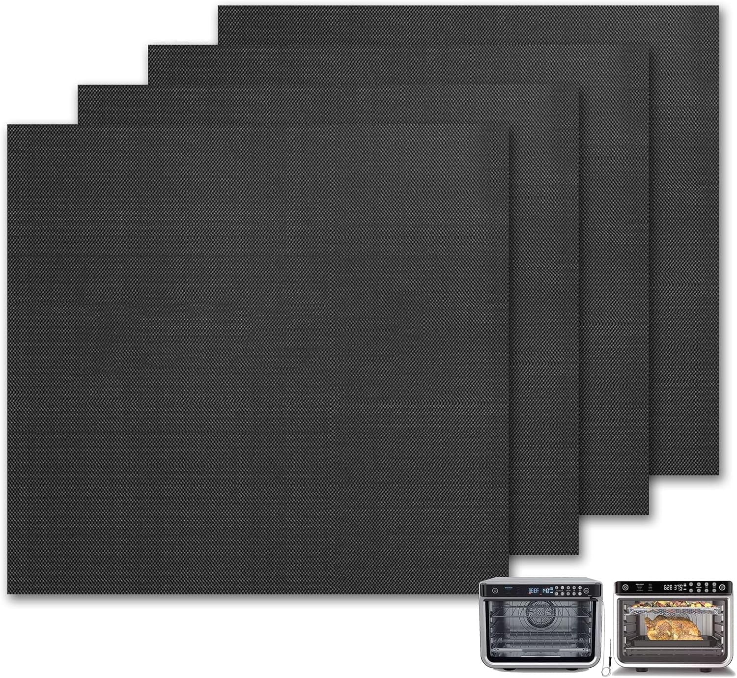 JJEAN-4-Pack reusable Fiberglass Baking Mats for Ninja DT201 DT251 Foodi 10-in-1 Smart XL Air Fry Oven, 10.83"x12.4" Heat-Resistant Non-Stick oven liners mat for bottom of oven Air Fryer accessories