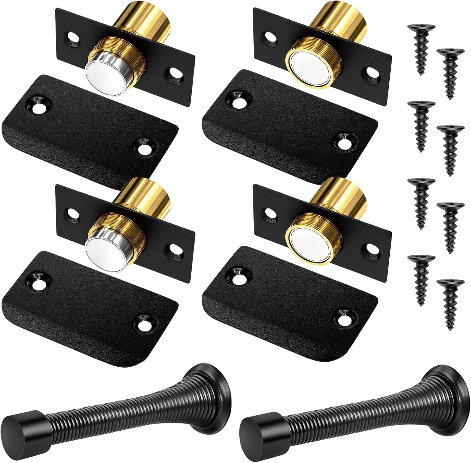 JJEAN-4 Pcs Upgraded Magnetic Door Catch, Adjustable Magnetic Door Lock Made of Stainless Steel and Copper, Suitable for Wardrobe Doors and Cabinet Doors