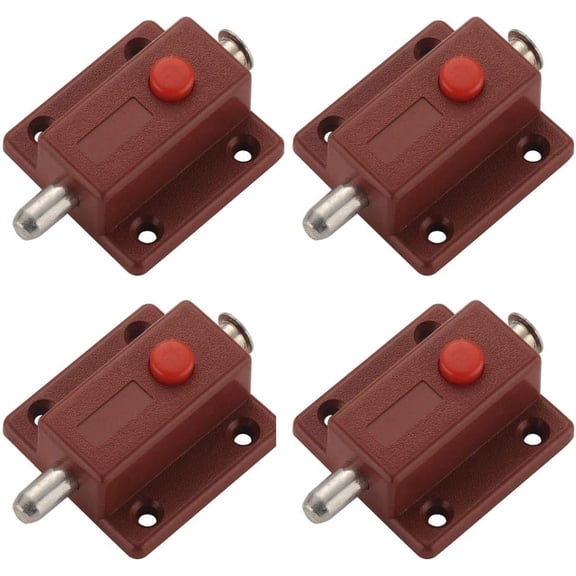 JJEAN-4 Piece Window Cabinet Button Spring Loaded Automatic Door Latch Lock Furniture Cabinet Drawer Door Bolt with Spring Button