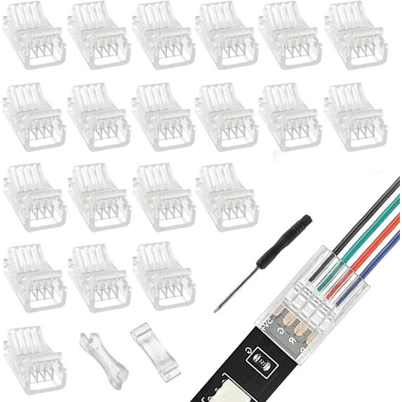 JJEAN-4 Pin 10 mm LED Strip Connector - Quick Connector RGB Lights ...