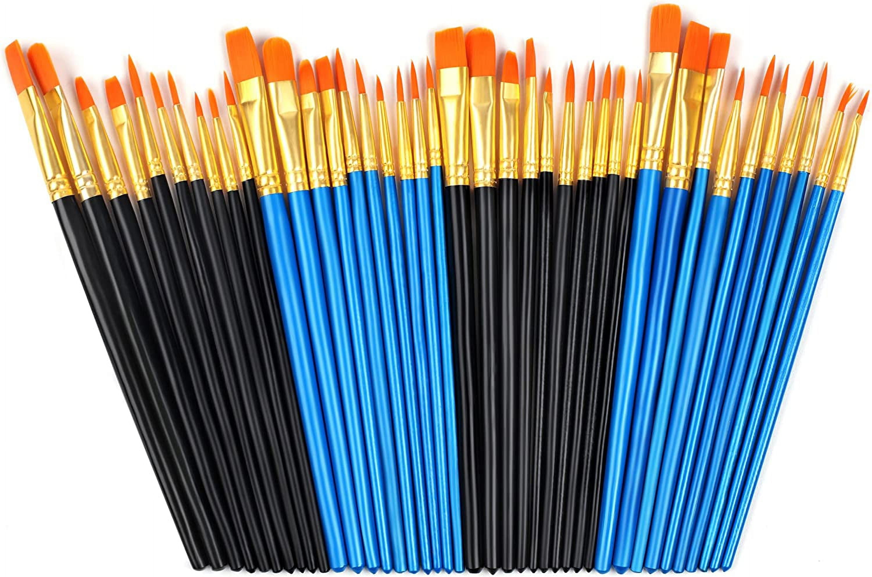 JJEAN-40 Pcs Paint Brushes, Acrylic Painting Brush Set, Watercolor Brushes, Acrylic Brushes for Oil Watercolor, Miniature Detailing, and Rock Painting