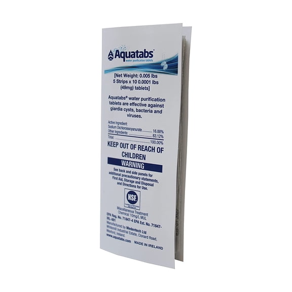 JJEAN-49mg Water Purification Tablets (50 Pack). Water Filtration System for Hiking, Backpacking, Camping, Emergencies, Survival, and Home-Use. Easy to Use Treatment and Disinfection.