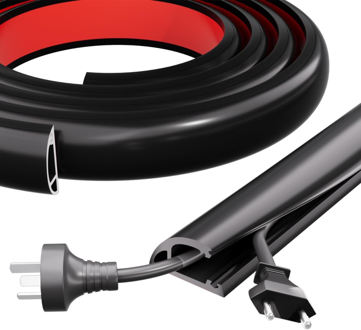 JJEAN-4FT Side-Open Extension Cord Covers for Wires on Floor,Silicone ...