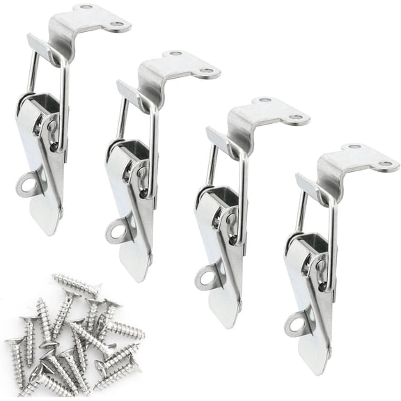 JJEAN-4PCS 90mm 90 Degree Right Angle Latch Stainless Steel Tool Box Hood Locks Latches Spring Loaded Trigger Lock Clasp Buckle Latch Tool Box Hasps