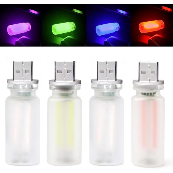 JJEAN-4PCS Dimmable Touch Control USB Light, Frosted Glass Night Lights, Glass Plug in USB Light Bulbs, Cute Interior Car Lights, Retro Led Ambient Lighting, Small Mood Lamp for Bedroom, Hallway, Nur