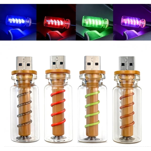 JJEAN-4PCS Dimmable USB Touch Control Led Night Light, Glass Plug in USB Light Bulbs, Cute Interior Car Lights, Retro Led Ambient Lighting, Small Mood Lamp for Bedroom (Multi-Colored-Thread)