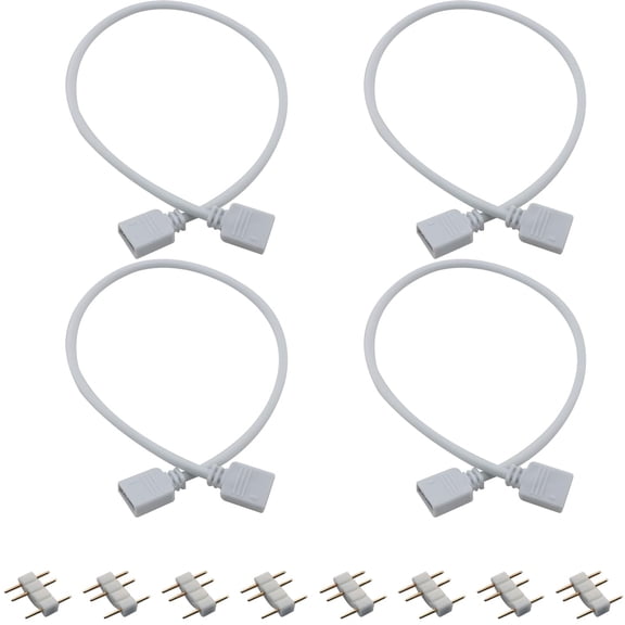 JJEAN-4PCS Motherboard Interface Lighting Extension Cable 5V 3Pin 30CM Hub ARGB Extension Cable for Chassis Fan Light Strip Installation Arrangement Strip Light White