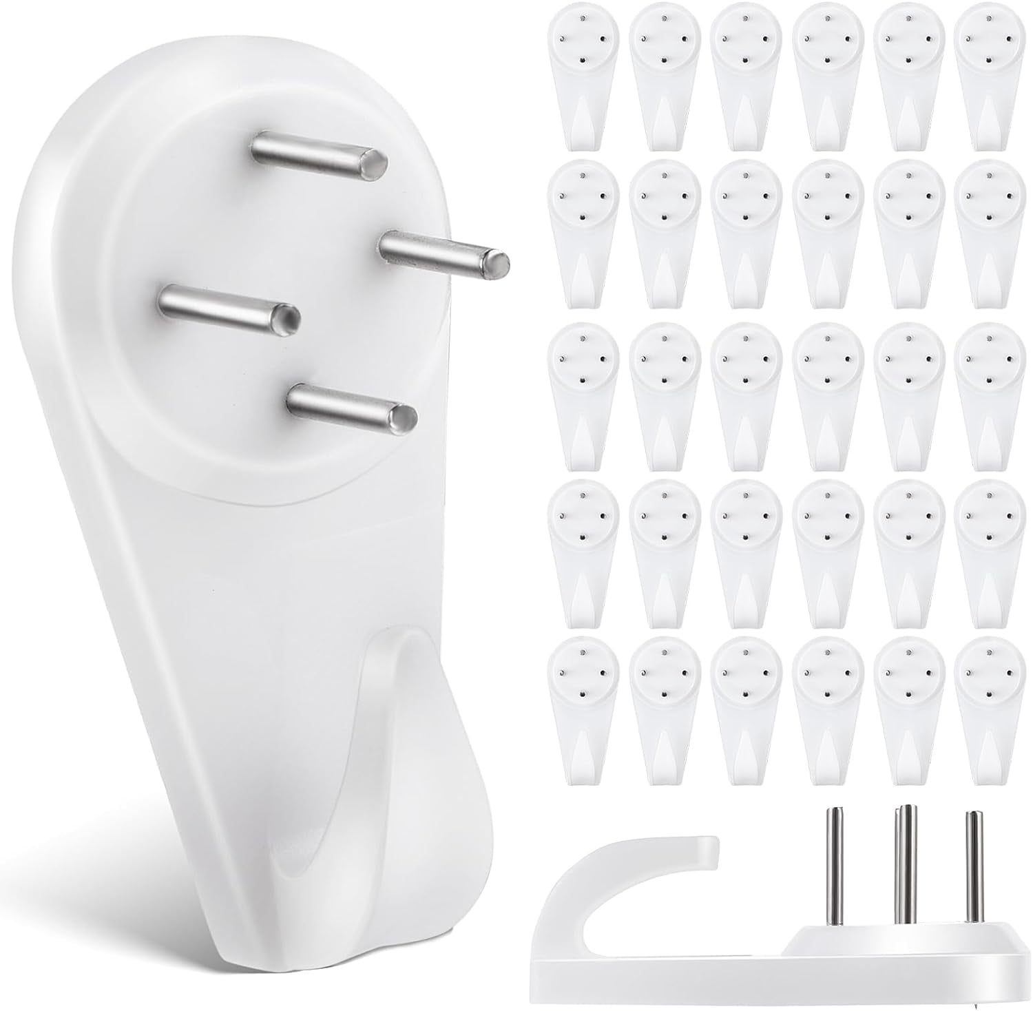 JJEAN-50 Pack Concrete Wall Hooks - Picture Hangers with Invisible Nails, Attach to Stucco, Cinder Block, Cement & More