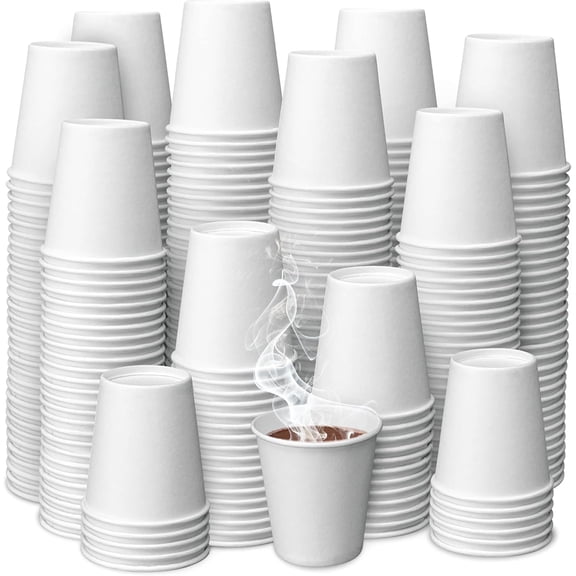 JJEAN-500 Pack 3 oz Paper Coffee Cups - Hot Drinking Cups for Coffee, Tea, Snacks or Mouthwash