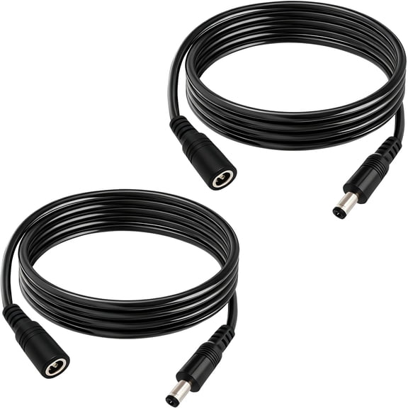 JJEAN-6.5FT 12V DC Power Extension Cable 5.5mmx2.5mm 18AWG Male to Female Extension Cable Barrel Connector for CCTV Surveillance Camera LED Light Bar Router Projector Printer 2PCS