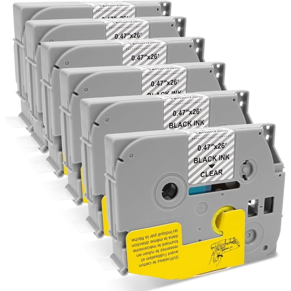 JJEAN-6 Packs TZE-131 Clear Label Tape 12mm 0.47 Laminated Labels Compatible for Brother P-Touch Label Maker Tape Refills PT-H110 D200 D210 D220, 1 Pack 0.47" x26.2'