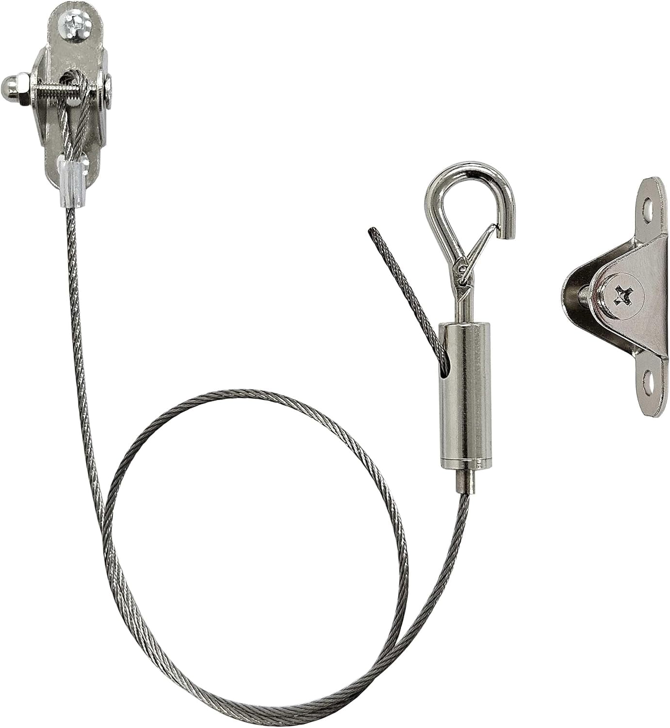 JJEAN-6 Sets Adjustable Hanging Wire Kit, Stainless Steel Multipurpose Suspension Wire Cable with Hook, Heavy Duty Anchor for Furniture, Light, Lamp, Picture, Mirror Secure to Wall or Ceiling, 20in