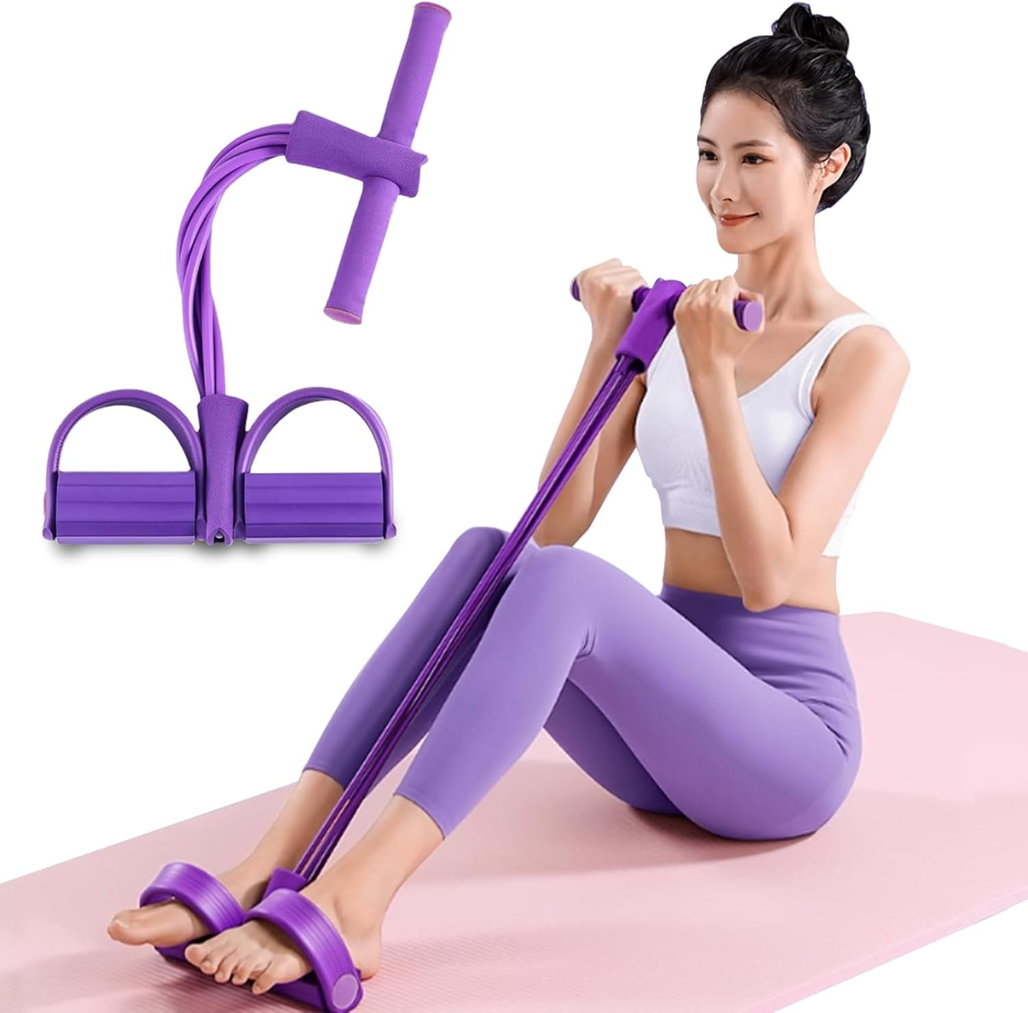 JJEAN-6-Tube Pedal Puller Resistance Rope,Foot Pedal Resistance Band,Yoga Elastic Exercise Bands, for Women Jump Fitness, Abdomen/Arm Weight/Waist/Leg Stretching Slimming Training