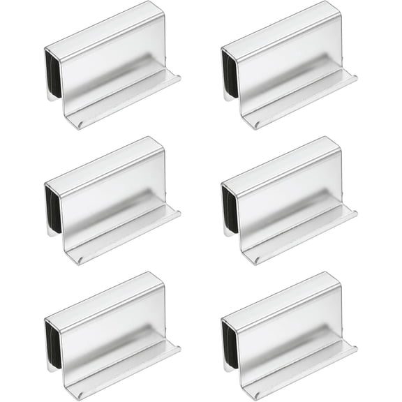 JJEAN-6Pcs 1.6 Inch Glass Finger Edge Pull, Steel Window Display Door Clips, Concealed Cabinet Door Handle for Drawers, Wardrobes, Display Glass Case, Furniture, Pearl Chrome