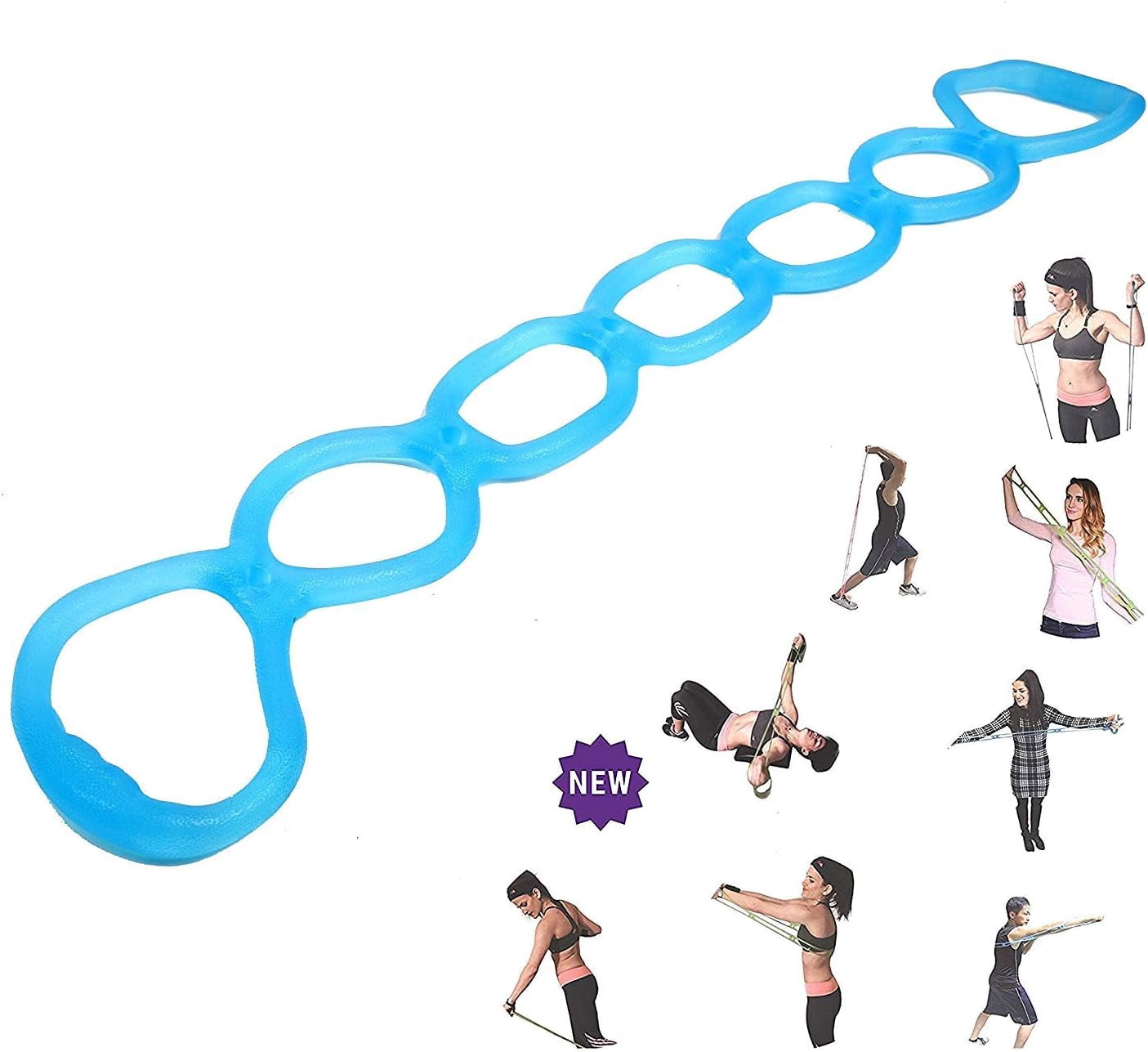 JJEAN-7 Ring Stretch Resistance Exercise Band, Miracle Miles Band, Yoga Stretching, Arm, Shoulders Foot, Leg Fitness Home Gym Physical Therapy Band