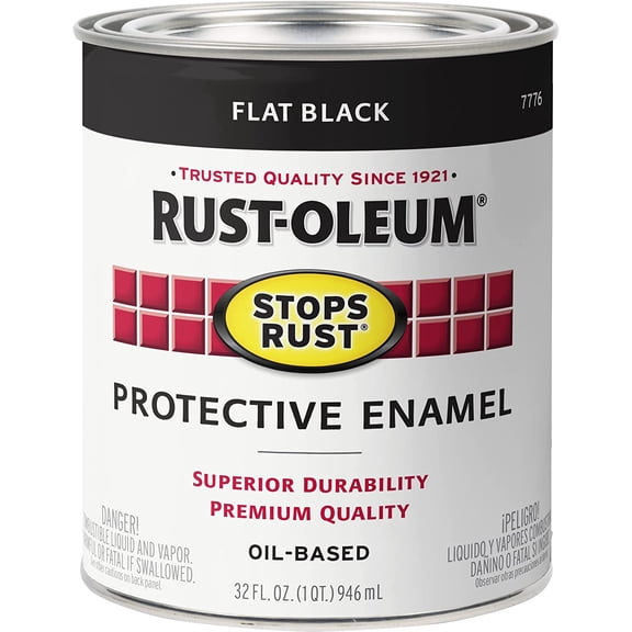 JJEAN-7776502 Stops Rust Brush On Paint, Quart, Flat Black, (Pack of 1)
