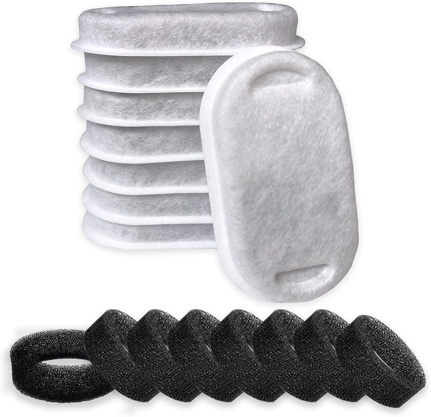 JJEAN-8 Pack Filters+8 Sponges for Stainless Steel Pet Fountain Compatible with Tomxcute 108oz/3.2L with GIOTOHU 67oz/2L with SOOFPET 108oz/3.2L Cat Water Fountain Filters NEUCOMBBT