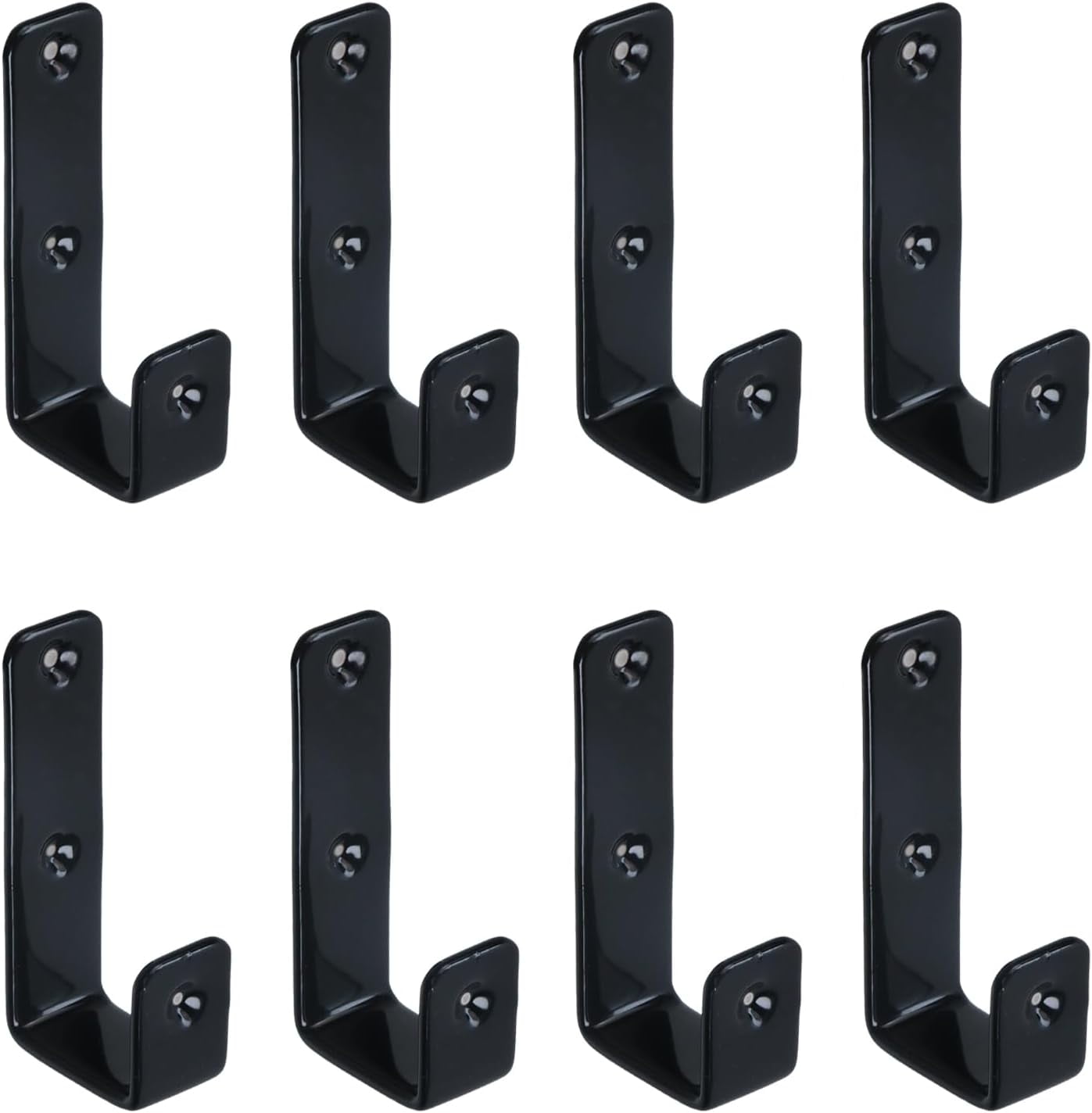 JJEAN-8Pcs Heavy Duty Utility Hooks Black 1 Inch Bunk Bed Ladder Hook Stainless Steel J Hooks for Bed Decor, Garage Storage, Cable Tool Organization - 1 Inch Black