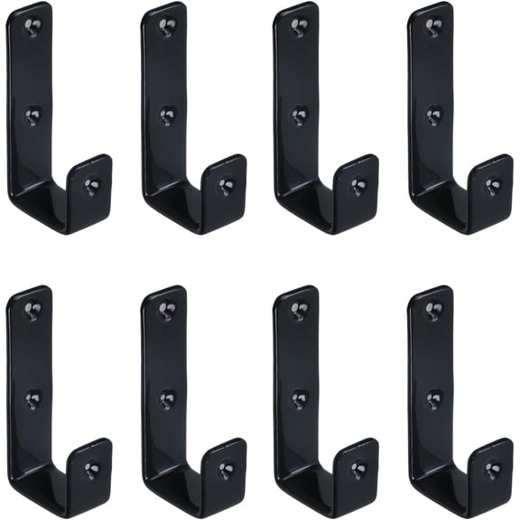 JJEAN-8Pcs Heavy Duty Utility Hooks Black 1 Inch Bunk Bed Ladder Hook Stainless Steel J Hooks for Bed Decor, Garage Storage, Cable Tool Organization - 1 Inch Black
