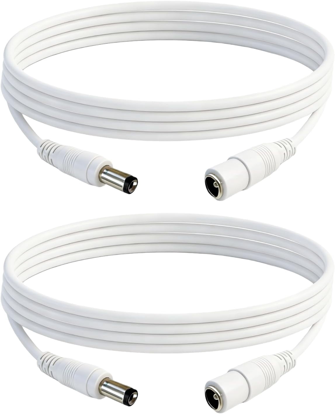 JJEAN-9.8FT 12V DC Extension Cable 5.5x2.1mm Male to Female DC Connector (White) for Monitoring LED Strip Lights Cameras Routers 2 PCS