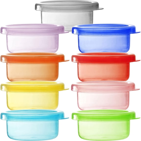 JJEAN-9 Pack Plastic Jello Shot Cups, Reusable Portion Cups With Lids, Small Plastic Containers with Lids (2 Ounce)