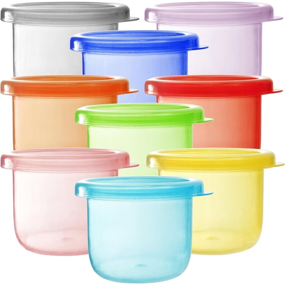 JJEAN-9 Pack Plastic Jello Shot Cups, Reusable Portion Cups With Lids, Small Plastic Containers with Lids (4 Ounce)