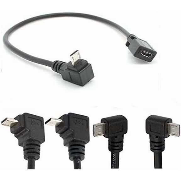 JJEAN-90 Degree Angle USB Micro B 5P Female to 5P Male Left Right Down Up Angled Extension Cable Adapter for Phone Charger Data Sync Tablet Cord Adaptor  (DWON +Right +up +Left)