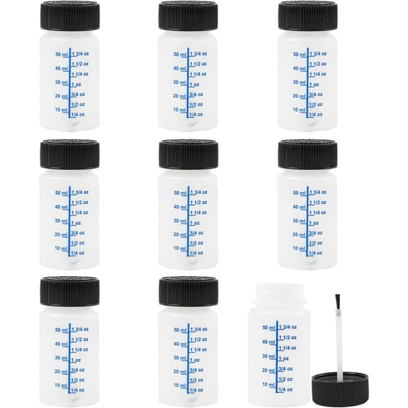 JJEAN-9PCS 2 Oz Plastic Paint Touch Up Bottle with Mixing Ball Applicator Brush, Empty Paint Containers with Safety Lids for Fixing Car, Scratches and Craft Projects