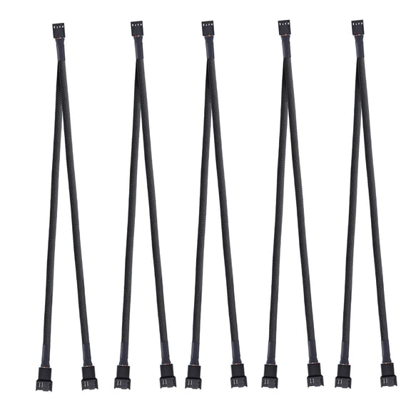 JJEAN-AVERZELA (5 Pack, 10.5 inches) Cooling Fan Power Supply Cable 1 to 2 Y-Shaped Splitter, for Desktop Computer 4-Pin/3-Pin PWM Fans, 2 Way PC Motherboard Fans Extension Cable, Sleeved Braided