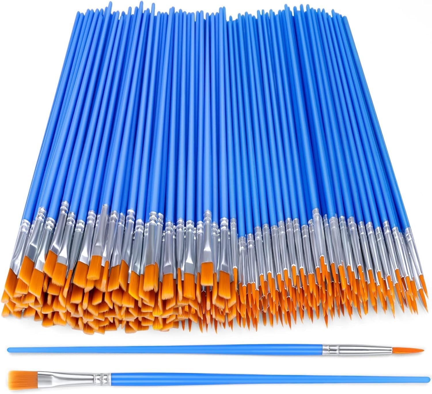 JJEAN-Acrylic Paint Brush Set, 200 pcs Nylon Hair Brushes for All Purpose Oil Watercolor Painting Artist Professional Kits