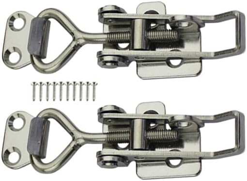 JJEAN-Adjustable Buckle Cabinet Boxes Lever Handle Toggle Catch Latch Lock with Screws,2 Pcs (SK-2S,Range:97-123mm)