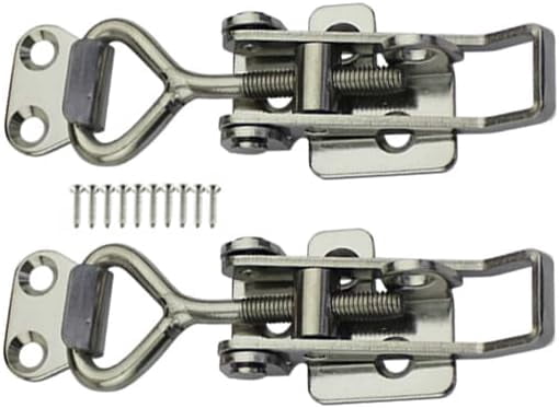 JJEAN-Adjustable Buckle Cabinet Boxes Lever Handle Toggle Latch Lock with Screws, 2 Pcs (SK-1S, 75-95mm)