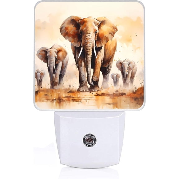 JJEAN-African Elephant Night Light,Plug-in Night Lights with Dusk-to-Dawn Sensor for Bedroom,Bathroom and Living Room Sleep Friendly lamp 0.5w