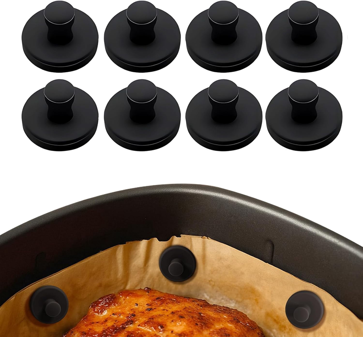 JJEAN-Air Fryer Liner Silicone Full Enclosed Magnets,100% BPA FREE Waterproof Rust-proof & High-Resistant for Air Fryer Paper, Secures Disposable Paper Liner Safely Prevents Burning & Food Covering -