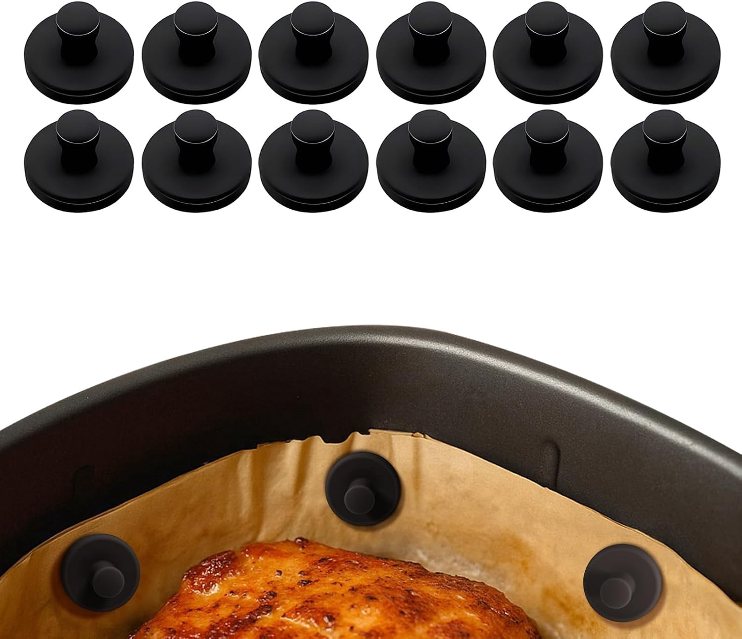JJEAN-Air Fryer Liner Silicone Full Enclosed Magnets,100% BPA FREE Waterproof Rust-proof & High-Resistant for Air Fryer Paper, Secures Disposable Paper Liner Safely Prevents Burning & Food Covering -