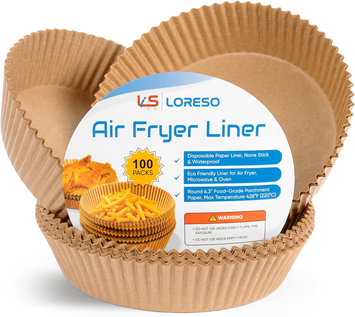 JJEAN-Air Fryer Liners Disposable Parchment Paper, 100 Count - Round 6-7 Inch, Non- Stick Parchment Paper Sheets Liners For Air Fryers 2-5 Quart - 6.3" Round - 100CT
