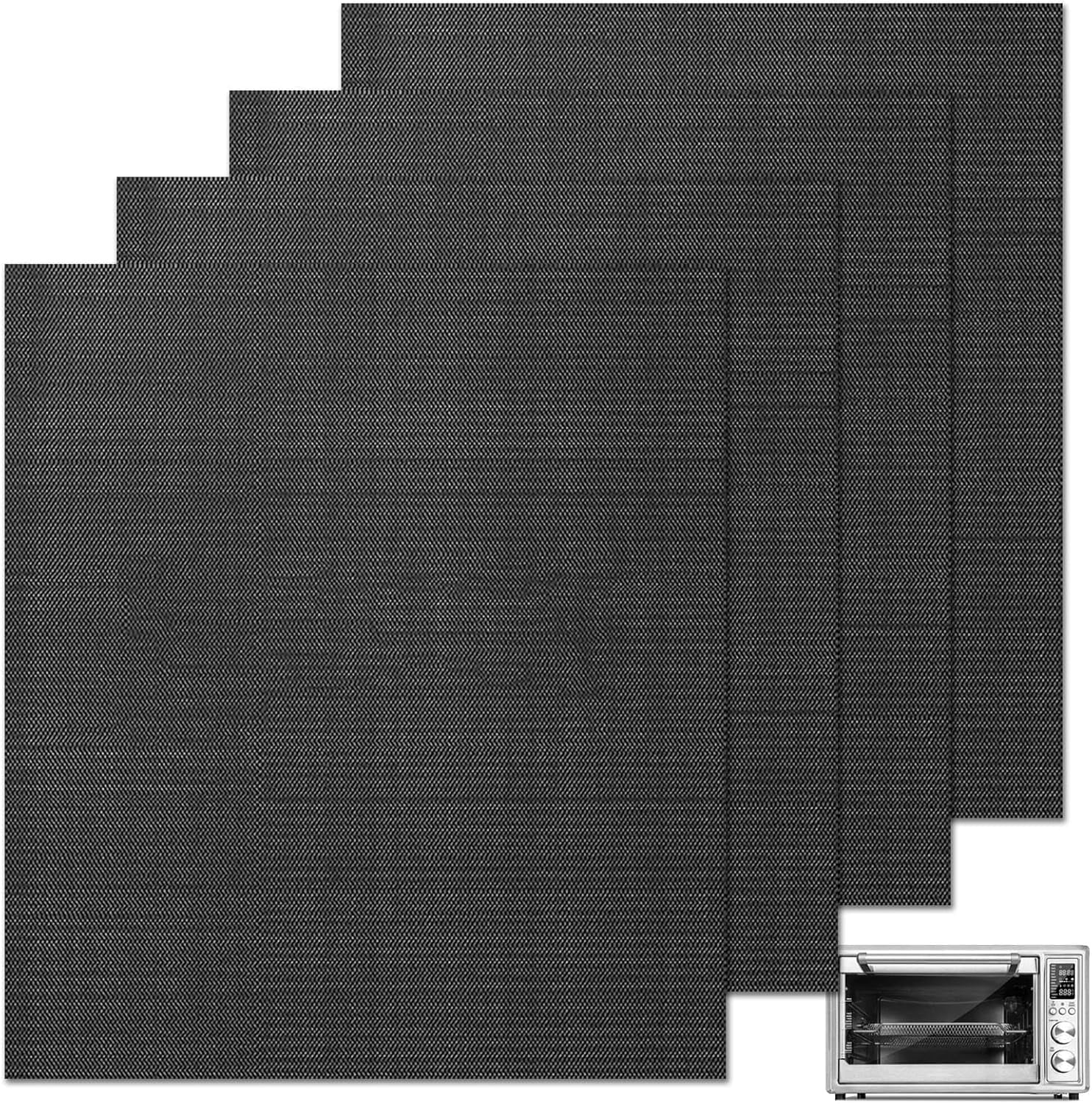 JJEAN-Air Fryer Oven Liners for COSORI 32Qt 13 in 1 C130 CO130 12 in 1 Air Fryer Toaster Oven, 13.8 * 11.4 Oven Liners for Bottom of Oven Reusable Non-Stick Mats Baking Cooking Accessories,4 Pack