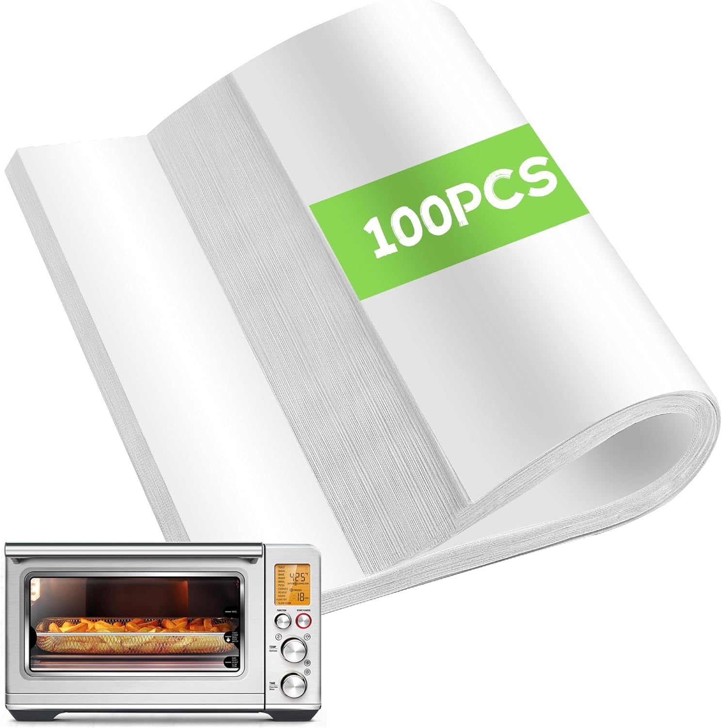 JJEAN-Air Fryer Paper Liners Disposable Compatible with Breville BOV900BSS Smart Oven Air Fryer Pro, 100 PCS Parchment Paper Sheets Accessories for Breville toaster oven