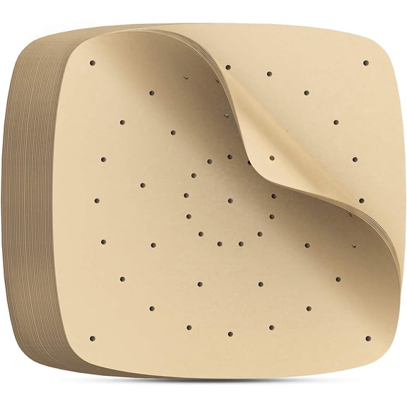 JJEAN-Air Fryer Square Liners 11 Inch, 200pcs Parchment Paper Unbleached Filter Paper Square Perforated Parchment Paper Bamboo Steamer Papers for Air Fryer and Steaming Basket