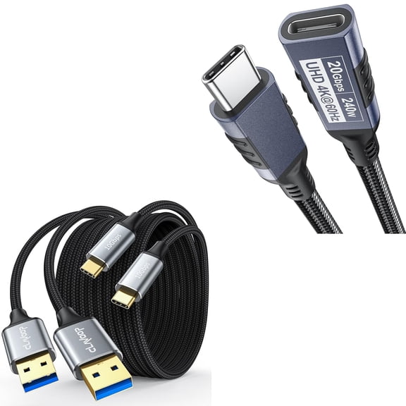 JJEAN-Android Auto USB Cable 3ft 2Pack Bundle USB C Extension Cable 3ft
