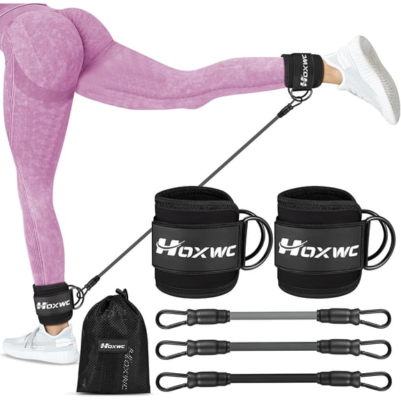 JJEAN-Ankle Resistance Bands with Cuffs, Ankle Bands for Working Out, Ankle Resistance Band for Leg, Booty Workout Equipment for Kickbacks Hip Fitness Training, Exercise Bands for Butt Lift Women