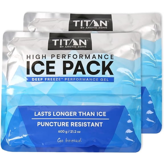 JJEAN-Arctic Zone Titan Deep Freeze Ice Pack- (2 Pack) 600 Gram High Performance Ice Pack - Long-Lasting, Puncture-Resistant Cold Pack Filled with Non-Toxic Gel