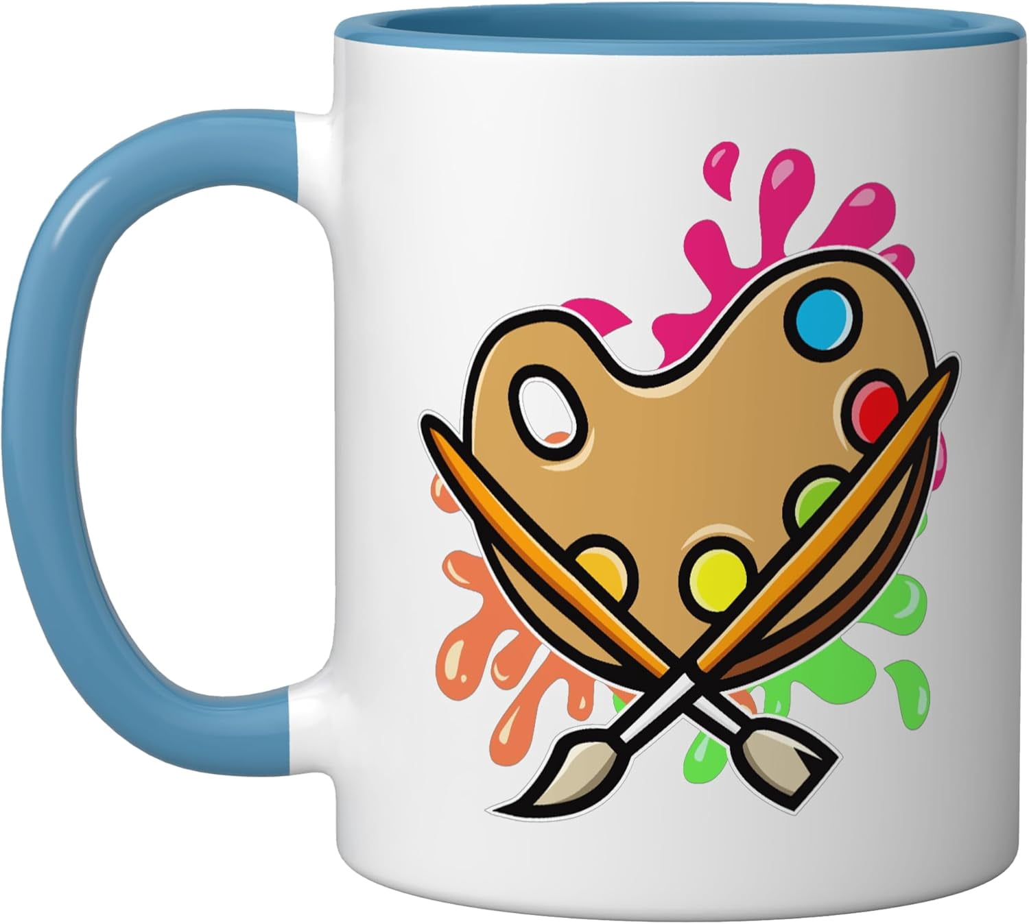 JJEAN-Artist Paint Palette And Brushes I Art I Artist Ceramic Mug, Blue/White