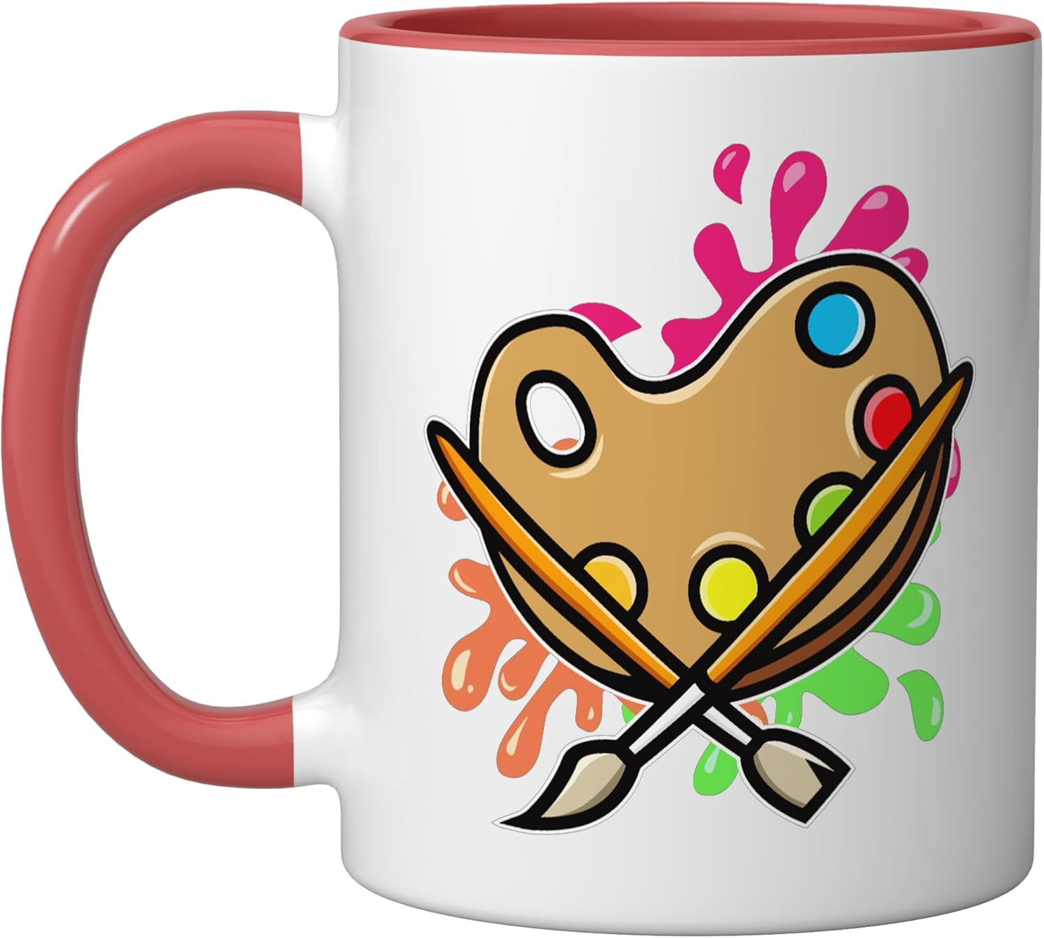 JJEAN-Artist Paint Palette And Brushes I Art I Artist Ceramic Mug, Red/White