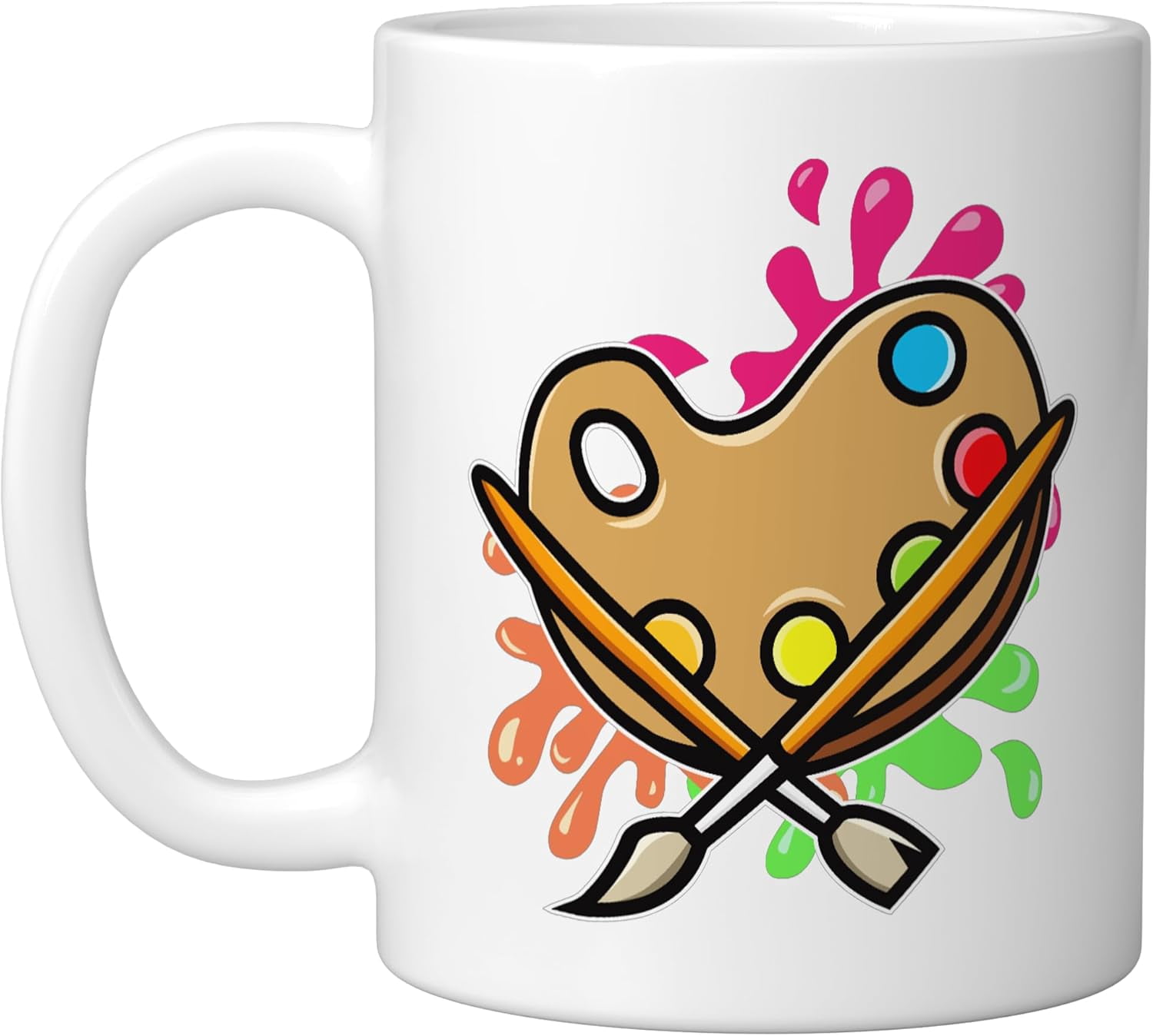 JJEAN-Artist Paint Palette And Brushes I Art I Artist Ceramic Mug, White