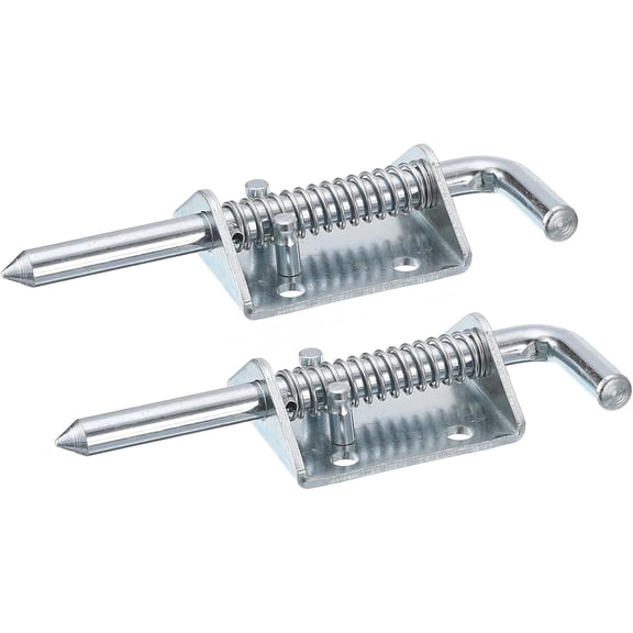 JJEAN-Barrel Bolt Latch, 2Pcs 10x135mm - Carbon Steel Galvanized Spring Loaded Gate Latch Pin, Sliding Door Lock for Trailer Doors Cabinets Chests Tailgate (Silver)