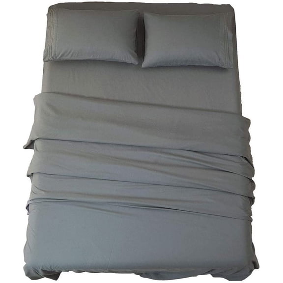 JJEAN-Bed Sheet Set Super Soft Microfiber 1800 Thread Count Luxury Egyptian Sheets 16-Inch Deep Pocket Wrinkle and Hypoallergenic-4 Piece(Queen Dark Grey)