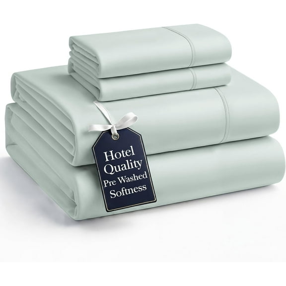 JJEAN-Bedding Set, Pre-Washed Ultra Soft & Breathable Bed Sheet, Fade Resistant Cozy Brushed Microfiber, Deep Pockets - Mineral