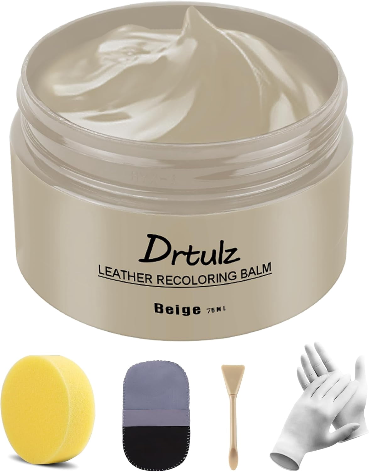 JJEAN-Beige Leather Recoloring Balm, Leather Color Restorer Conditioner, Leather Repair Kits for Vinyl Furniture, Sofa, Car Seats, Shoes - Repair Leather Color on Faded & Scratched (Beige)