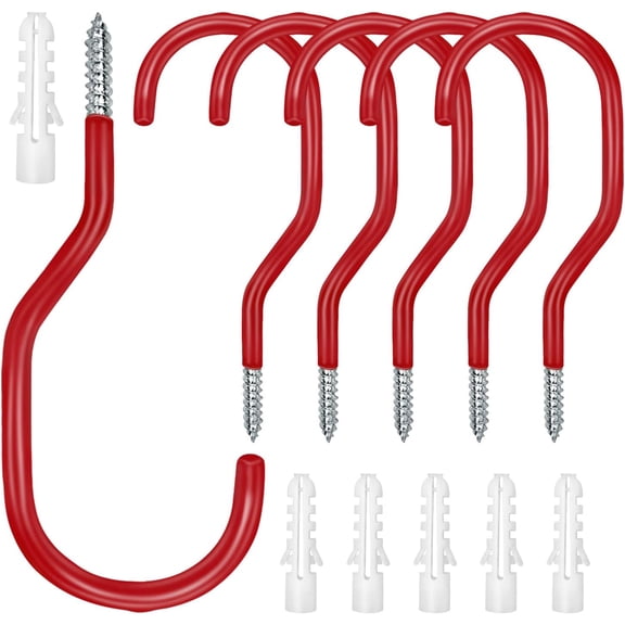 JJEAN-Bike Hooks Heavry Duty 6-Pack,Bicycle Storage Hanger Screw in Ceiling Hooks,Utility Hooks for Wall,Garage,Garden Organization and Storage,Fits Hanging All Bike Types,Bicycle Storage Hooks